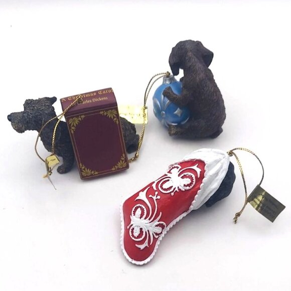 Danbury Mint Delightful Dachshunds Christmas Ornaments Set of 3 Original Box - Picture 2 of 12
